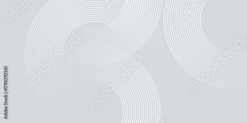 Abstract white glowing geometric lines on gray background. Modern shiny blue circle lines pattern. Futuristic technology vector eps10