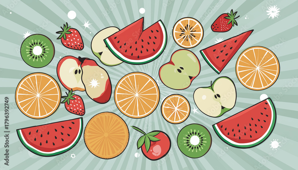 seamless pattern with fruits