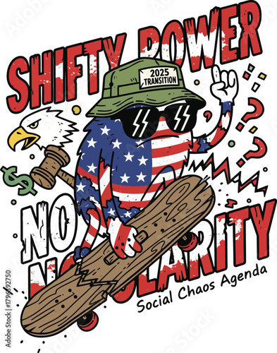tshirt design shifty-power-social-chaos
