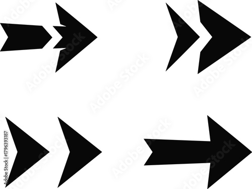 Arrow pattern vector, visual puzzle design, black silhouette shapes, cognitive test graphic, minimal style, IQ assessment concept, symmetry