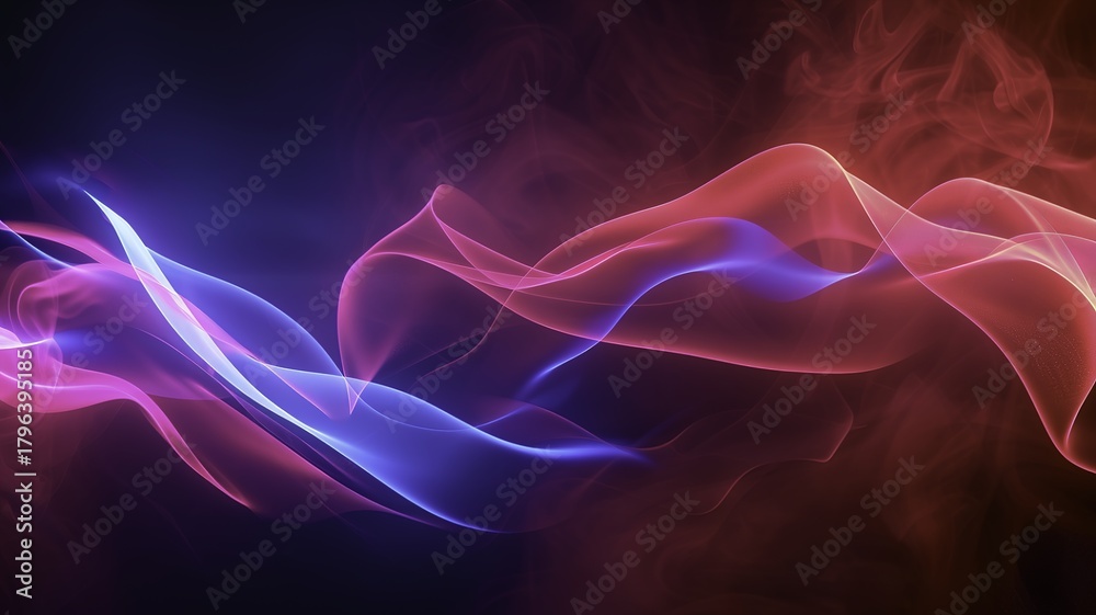 Obraz premium Abstract flowing waves of colorful light in a dark background