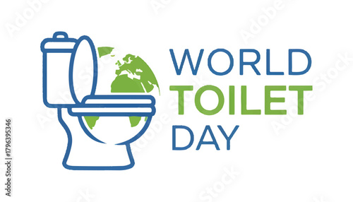 World toilet day celebration with globe and toilet icon