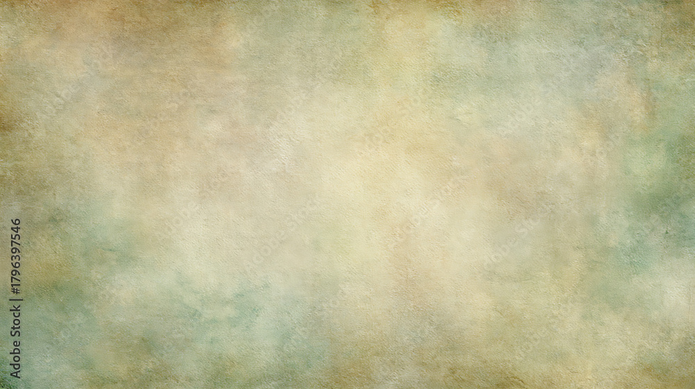 Fototapeta premium Faded parchment texture with subtle green and beige washes background aged