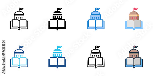 Political theory icon set multiple style collection 
