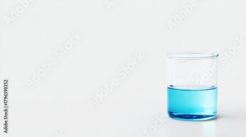 Blue Liquid in Glass Beaker on White Background