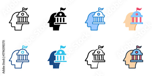 Political philosophy icon set multiple style collection 
