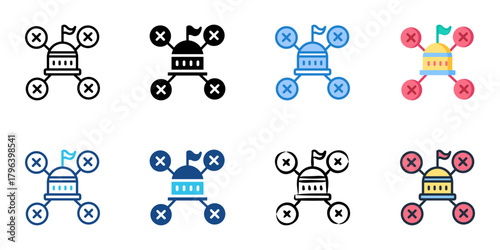 Isolationism icon set multiple style collection 
