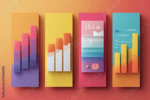 Colorful Bar Charts and Data Visualization Graphics for Business