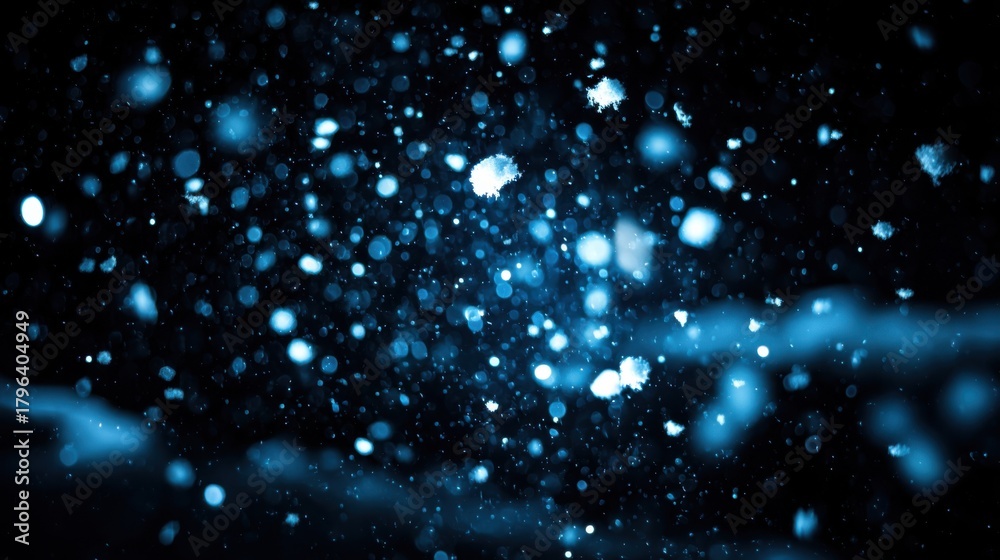 Obraz premium Snowfall dance winter wonderland abstract visuals dark background close-up ethereal beauty