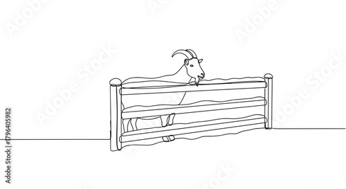 Goat in a Snow-Covered Pen – Symbol of Rural Winter Endurance