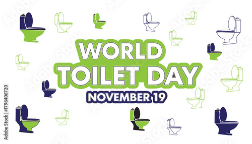 World toilet day november 19 celebration with toilet illustrations