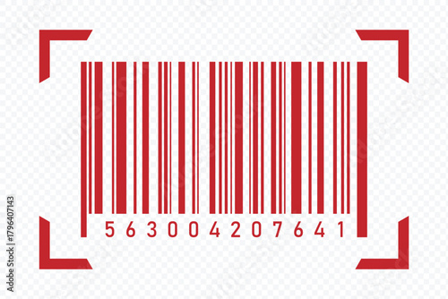 Barcode icon. Barcode Icon with Long Numerical Sequence.  Universal code for scanning a product or item. eps 10