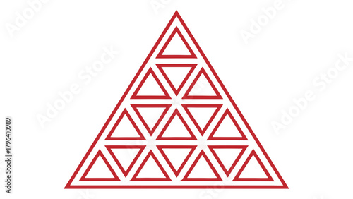 Geometric Triangle Pattern Design Element Vector, A bold geometric pattern made up of red outlined triangles arranged within a larger triangular shape