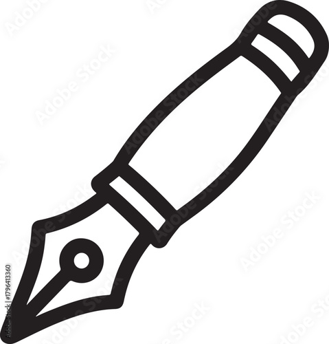 Fountain pen vector icon representing writing, education, and communication tools for various purposes