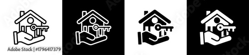 Property Owner Line And Glyph Icon In White And Black Background