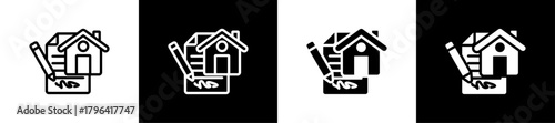 Landlord Agreement Line And Glyph Icon In White And Black Background