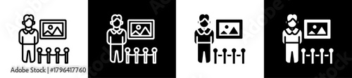 Art Gallery Owner Line And Glyph Icon In White And Black Background