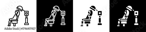 Salon Owner Line And Glyph Icon In White And Black Background