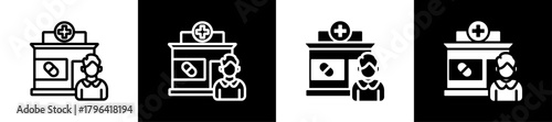 Pharmacy Owner Line And Glyph Icon In White And Black Background