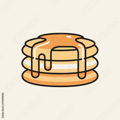 Delicious stack of fluffy breakfast pancakes generously drizzled with golden maple syrup, perfect for a sweet morning meal or an indulgent treat