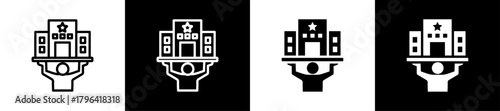 Hotel Chain Owner Line And Glyph Icon In White And Black Background