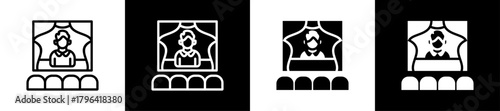 Event Hall Owner Line And Glyph Icon In White And Black Background