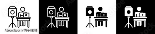 Photography Studio Owner Line And Glyph Icon In White And Black Background