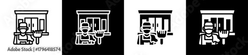 Cleaning Service Owner Line And Glyph Icon In White And Black Background