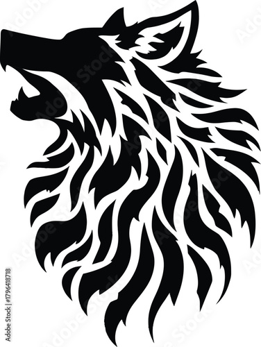 Abstract howling wolf head vector illustration