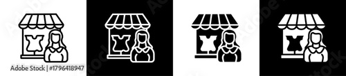 Fashion Boutique Owner Line And Glyph Icon In White And Black Background