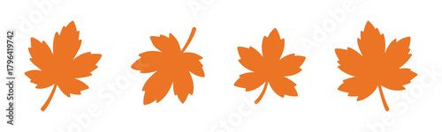 Silhouettes of various autumn leaves in different shapes and sizes.