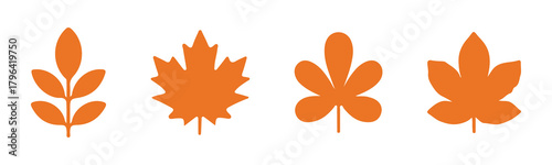 Set of various leaf silhouettes. Autumn and botanical concept.