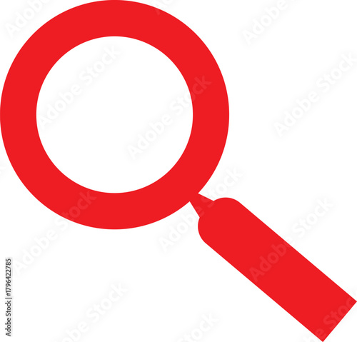 Red magnifying glass for searching and finding
