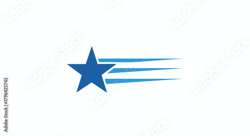 Logo Template Vector Star Icon with Speed Lines Modern Geometric Blue Design