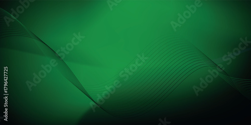 Abstract background using dark green tones on a black background. The lines and curves are like gentle and flowing waves