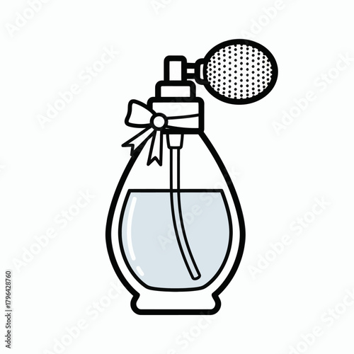 Elegant Perfume Bottle with Atomizer and Ribbon.