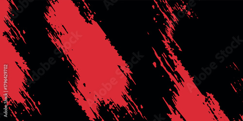 Abstract black and red grunge background with diagonal brush strokes and dynamic rough texture. vector illustration eps10
