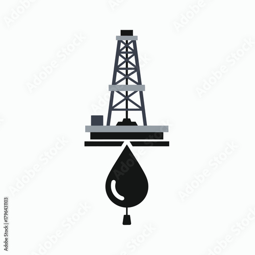Oil Rig and Drop Extracting Earths Resources.
