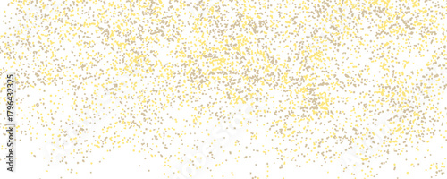 Vector halftone gold dots gradient diagonal tilt on black. Abstract dotted pattern with tonal gradation.