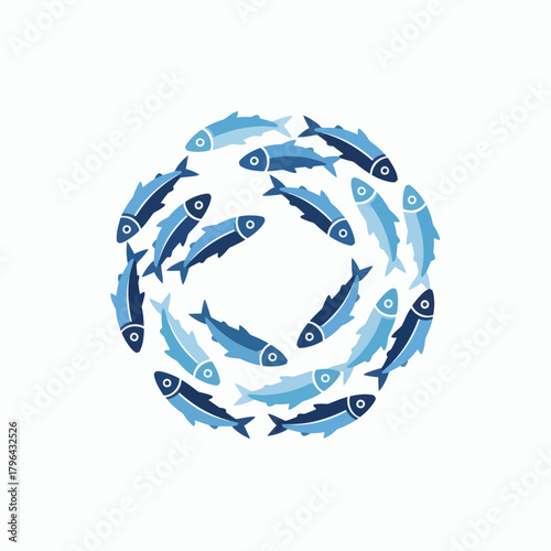 School of Fish Circle Aquatic Harmony and Unity.