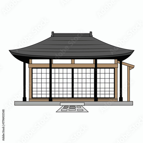 Traditional Japanese Temple Building with Classic Architecture.