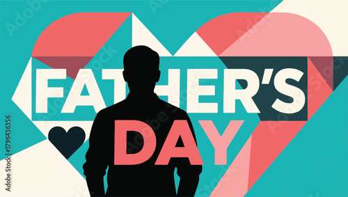 Father's Day Illustration With A Silhouette Of A Father And A Love Icon Vector Design Template