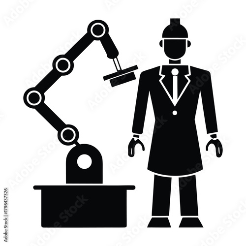 Surgeon Operating Robotic Arms Silhouette