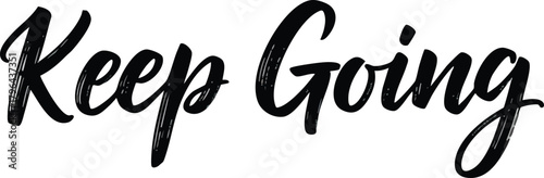 Keep Going inspirational quote handwritten in black cursive script.
