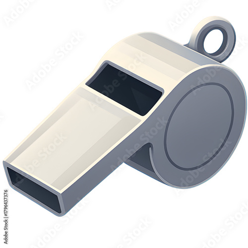 Shiny Silver Whistle Illustration Sports Official Equipment and Sound Signaling