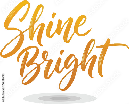 Shine Bright Calligraphy Text with Golden Watercolor Effect.