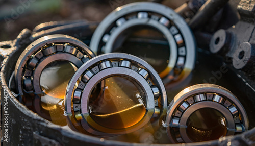 Ball bearing in yellow grease- yellow industrial lubricant