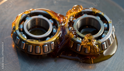 Εκτύπωση καμβά Ball bearing in yellow grease- yellow industrial lubricant
