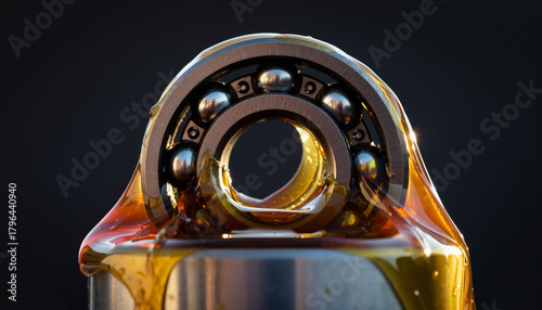 Ball bearing in yellow grease- yellow industrial lubricant
