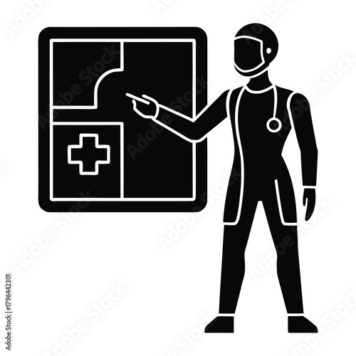 AI Assisted Doctor Silhouette with Virtual Interface